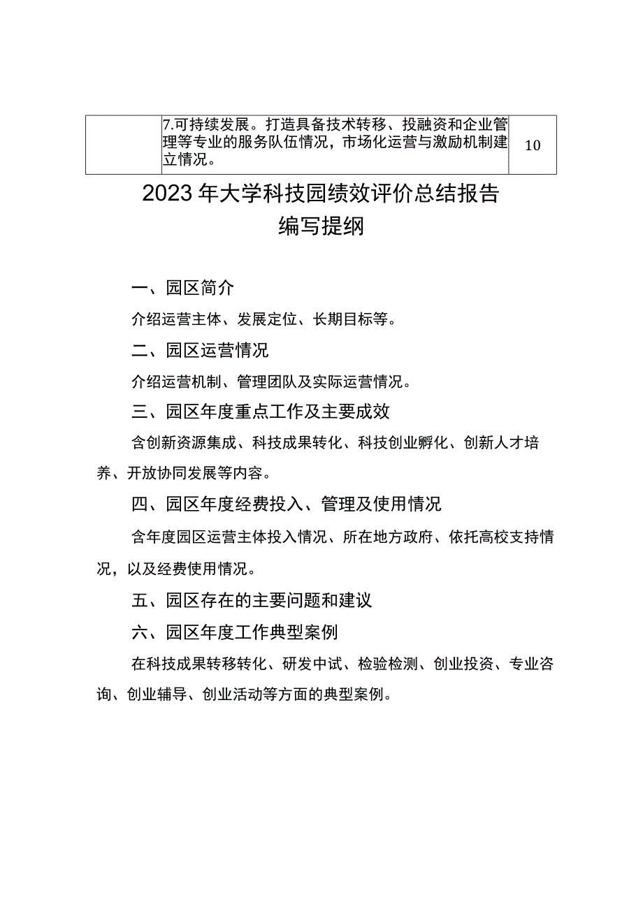 2023年湖北省级大学科技园绩效评价评分表、总结报告编写提纲.docx_第2页