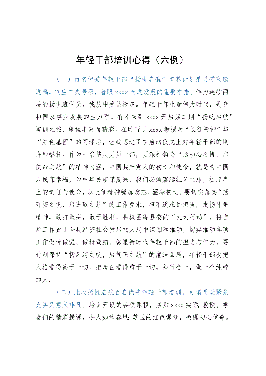 年轻干部培训心得（六例）.docx_第1页