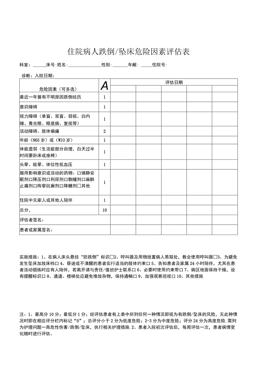 跌倒坠床评估表.docx_第1页