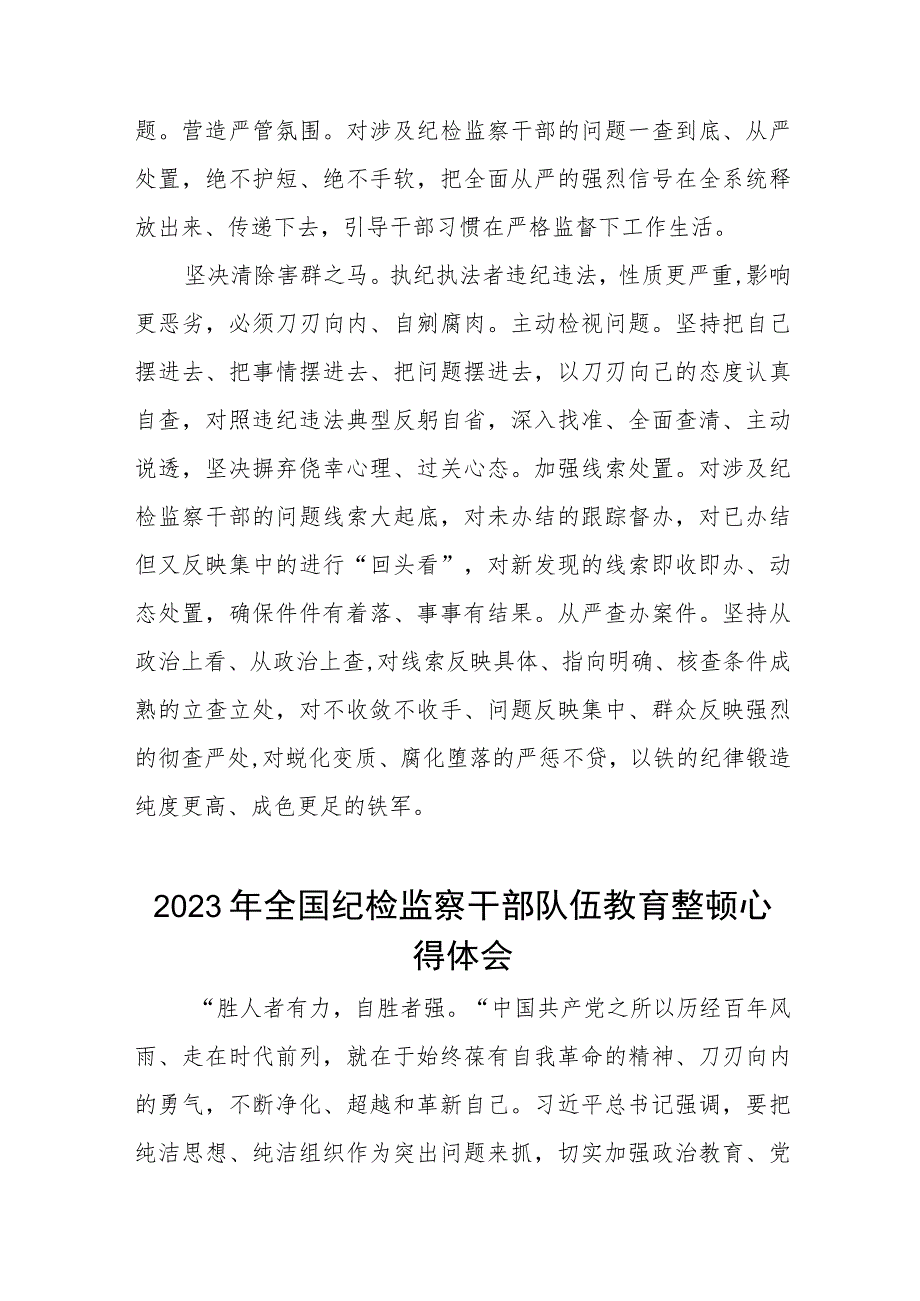 2023纪检监察干部队伍教育整顿活动心得体会发言材料(5篇).docx_第3页