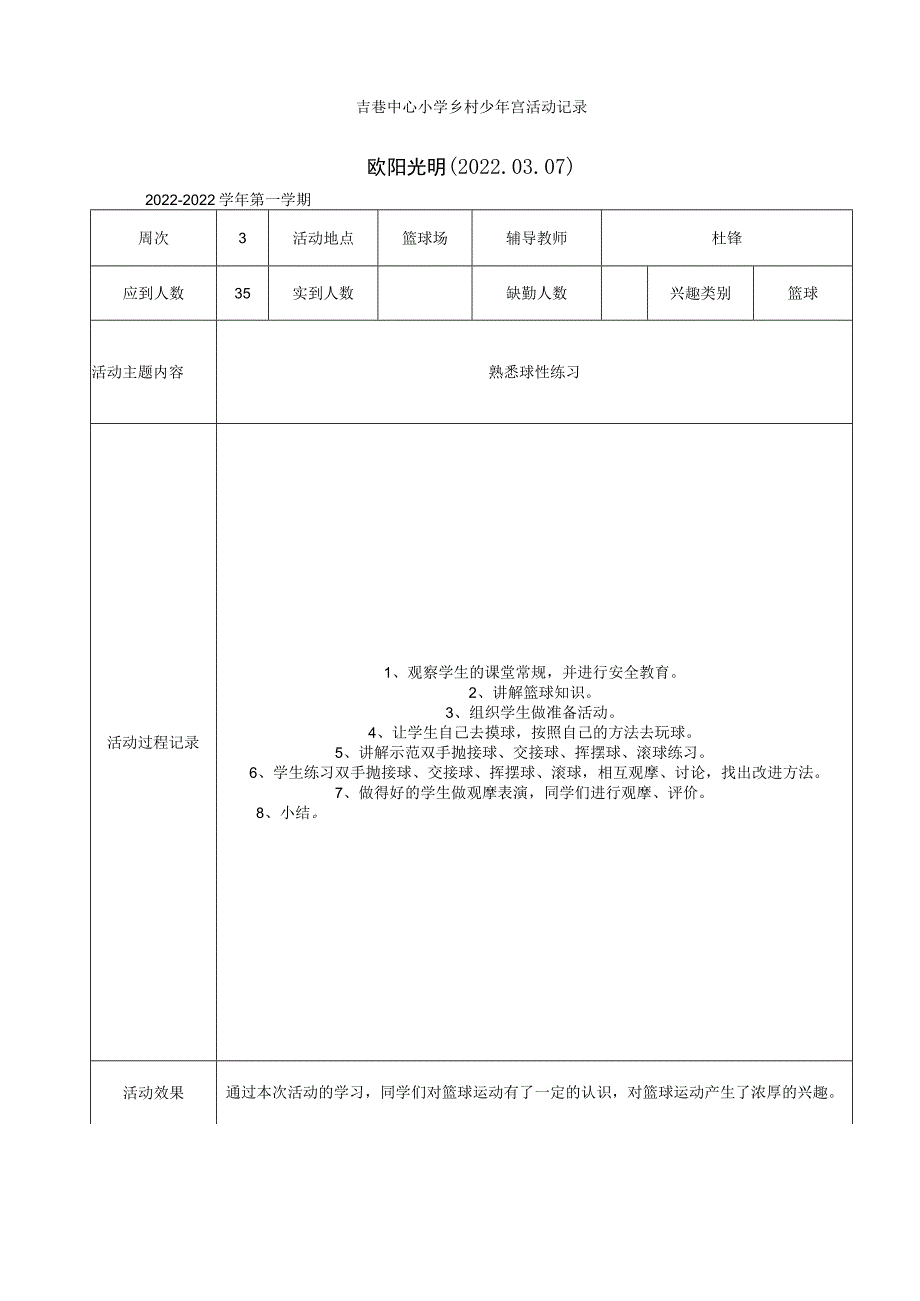 2022年篮球--吉巷中心小学乡村少年宫活动记录.docx_第1页