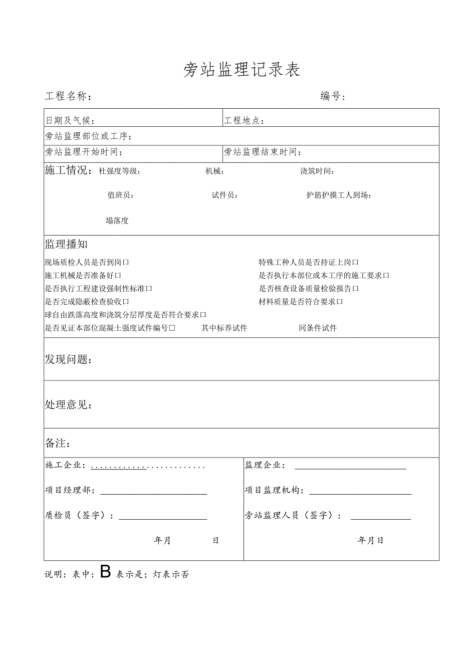 旁站监理记录表及安全检查记录表.docx_第1页