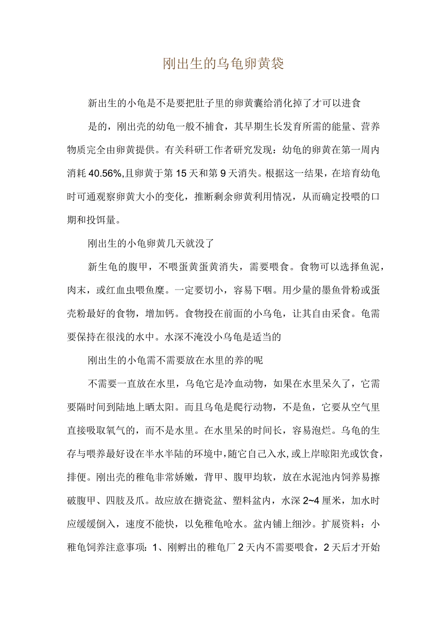 刚出生的乌龟卵黄袋.docx_第1页