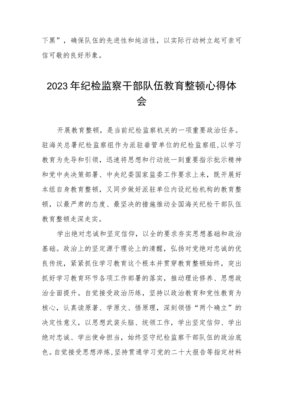 2023纪检监察干部队伍教育整顿的心得感悟(五篇).docx_第3页