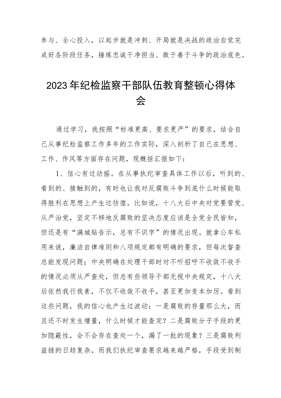 2023纪检监察干部队伍教育整顿心得体会感悟(五篇).docx_第3页