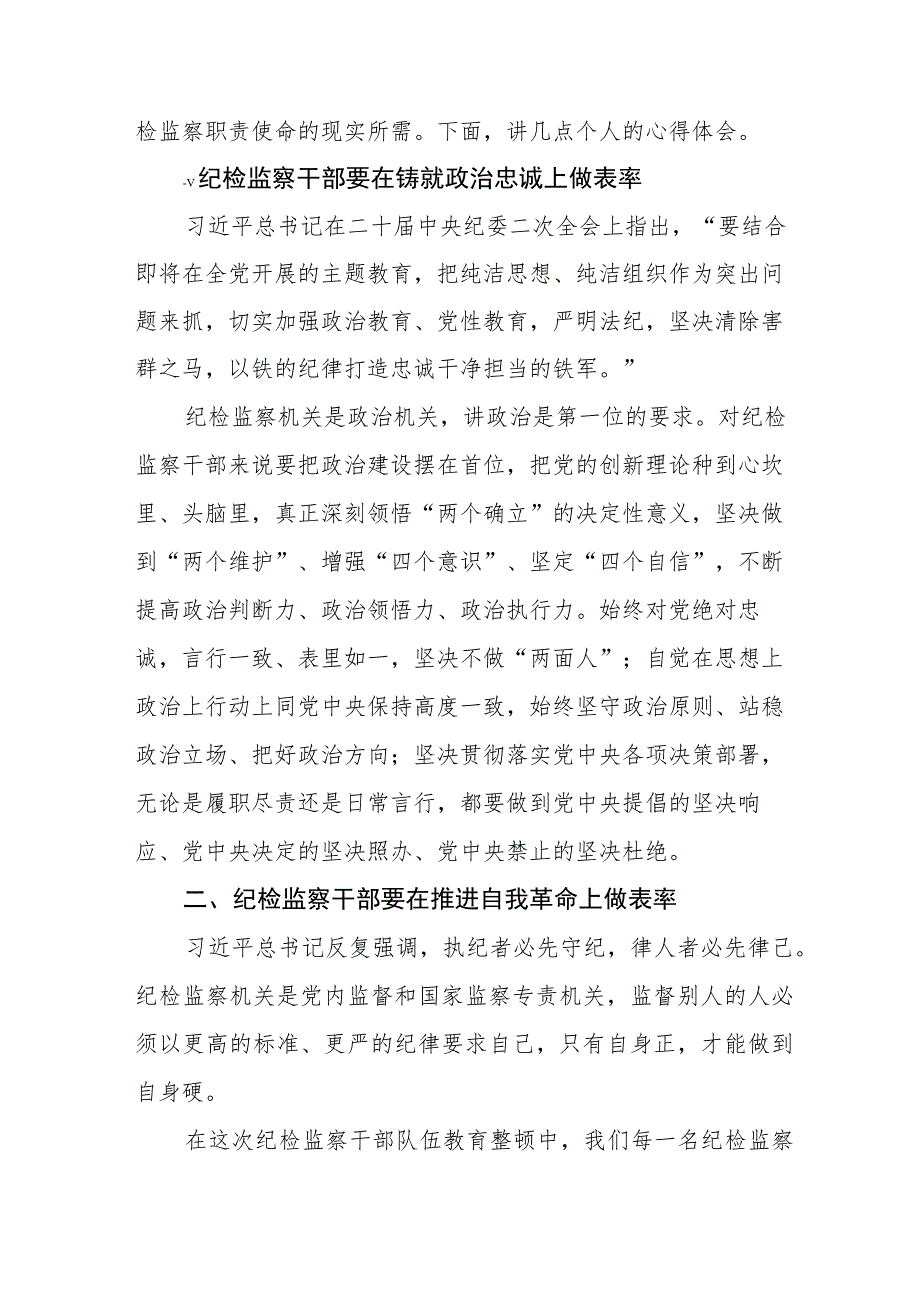 2023年纪检监察干部队伍教育整顿心得体会发言提纲(五篇).docx_第3页