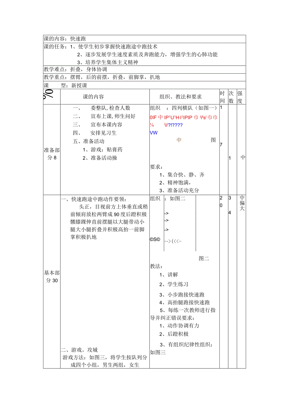 七年级下学期体育初步掌握快速跑途中跑技术教案.docx_第1页