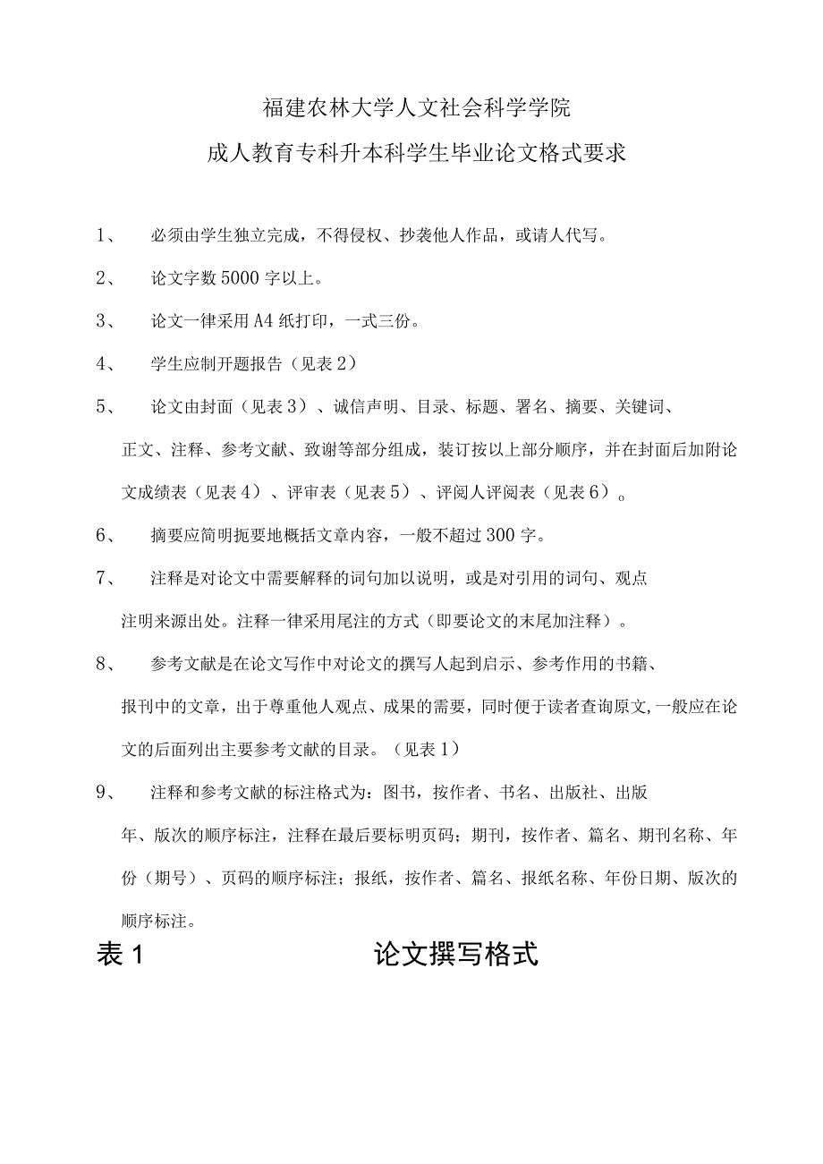 福建农林大学人文社会科学学院成人教育专科升本科学生毕业论文格式要求.docx_第1页