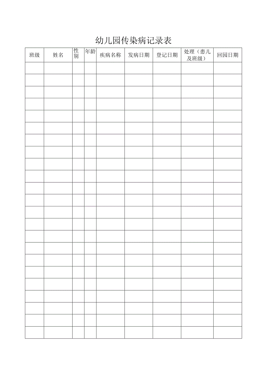 幼儿园传染病记录表.docx_第1页