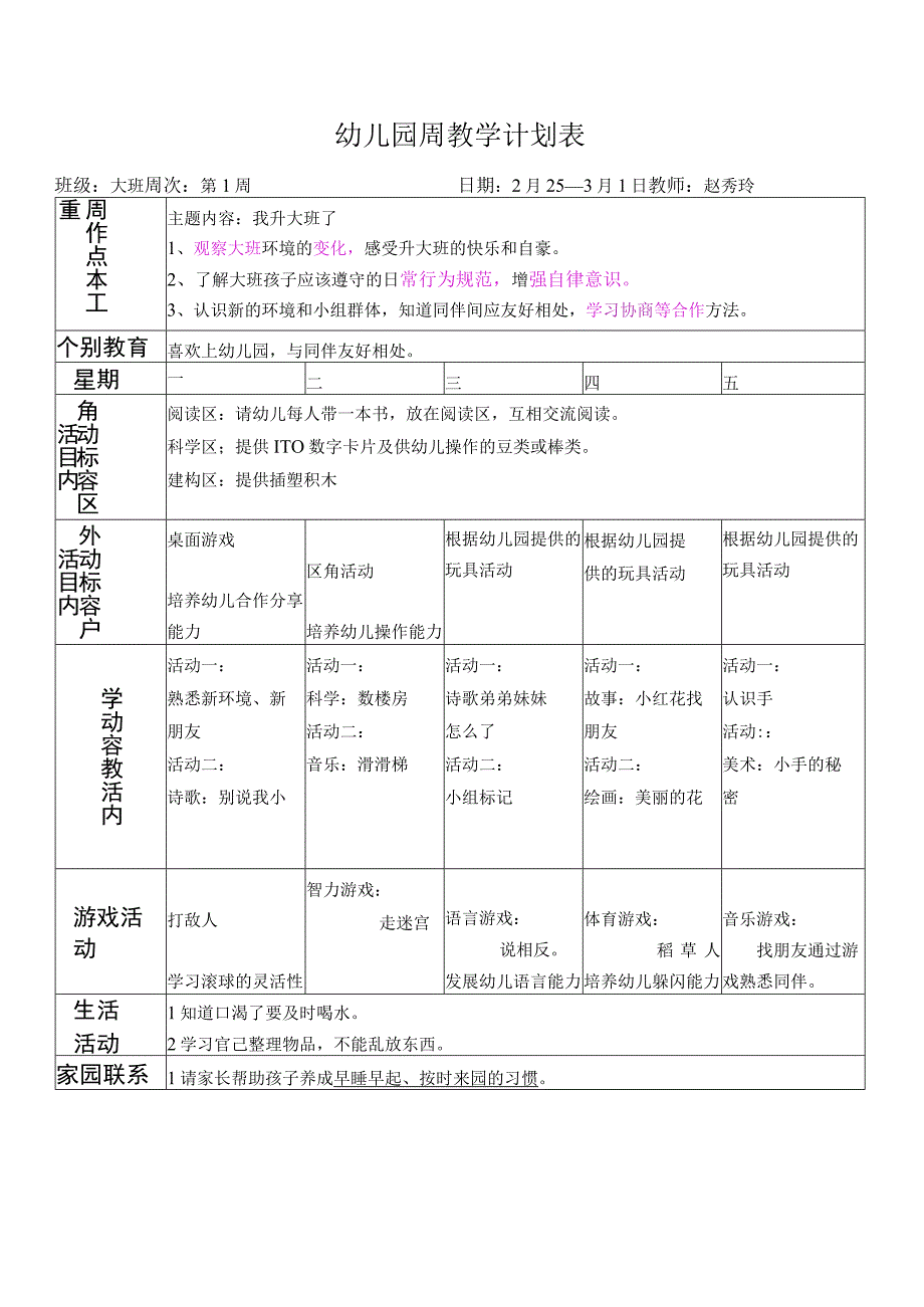 幼儿园周教学计划表含案例.docx_第2页