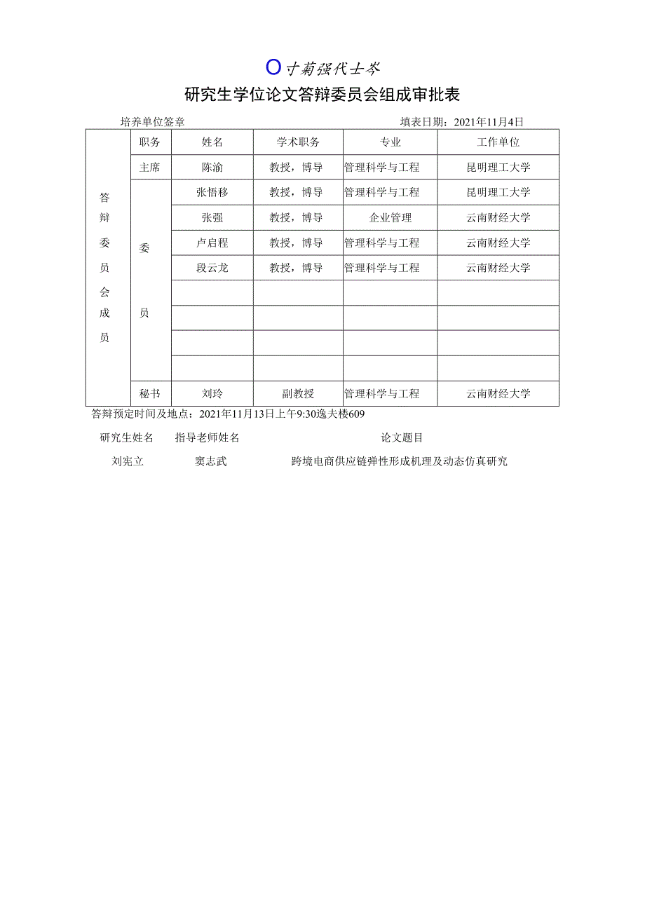 研究生学位论文答辩委员会组成审批表.docx_第1页