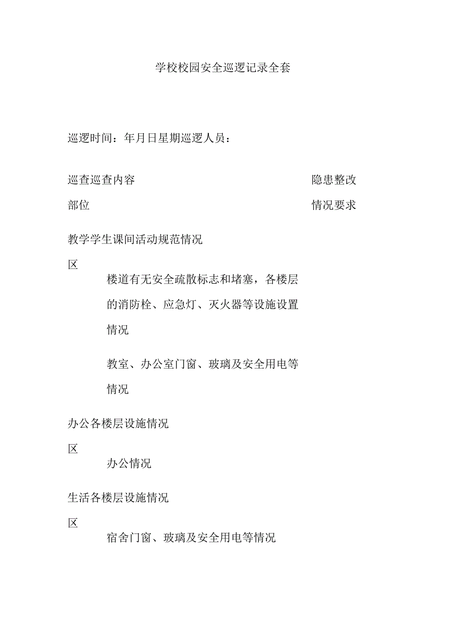 学校校园安全巡逻记录全套.docx_第1页