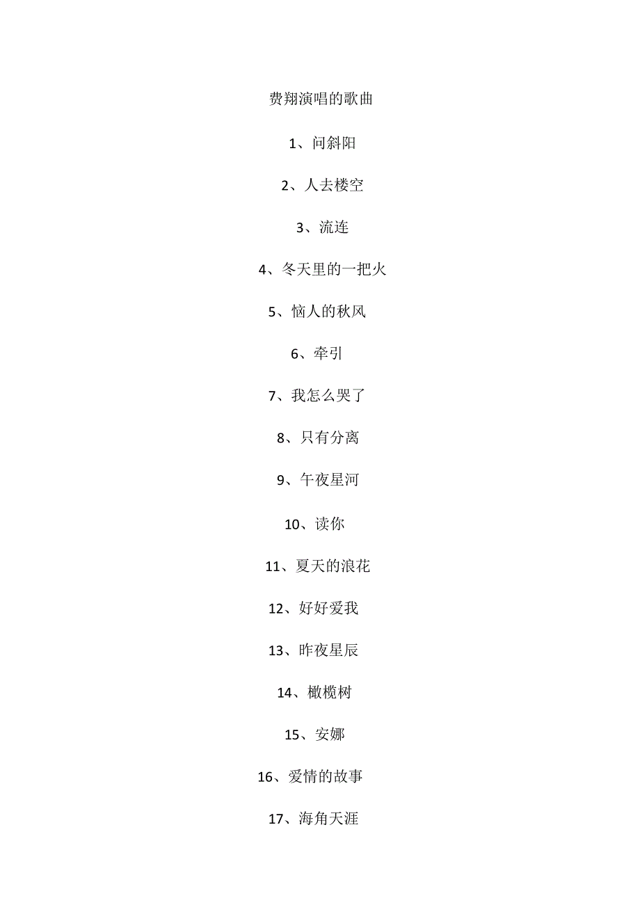 费翔演唱的歌曲.docx_第1页