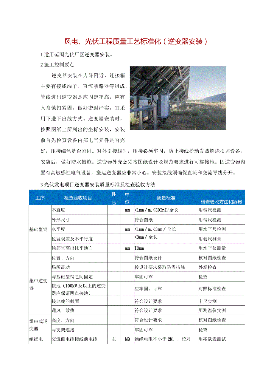 风电、光伏工程质量工艺标准化（逆变器安装）.docx_第1页