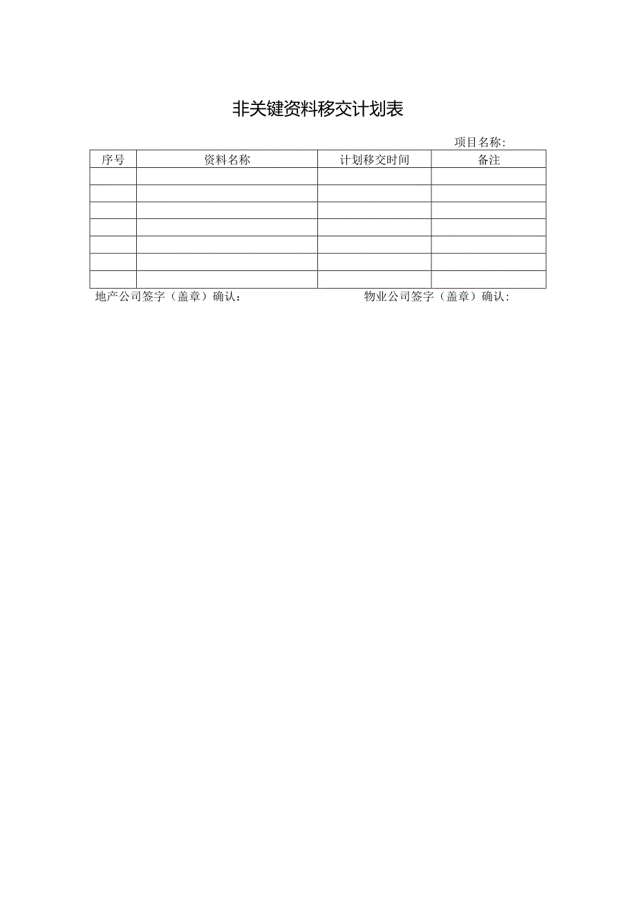 非关键资料移交计划表.docx_第1页