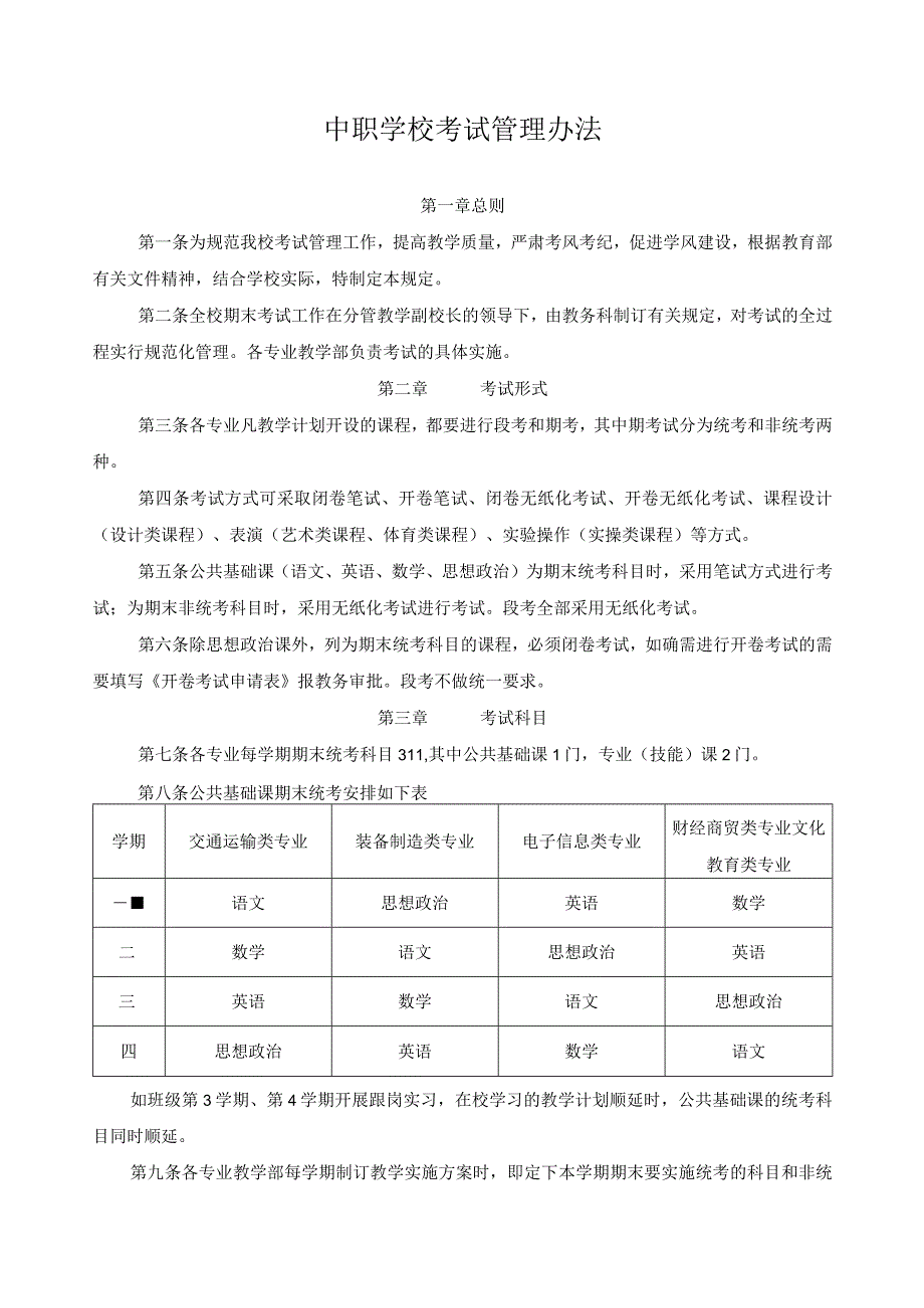 中职学校考试管理办法.docx_第1页