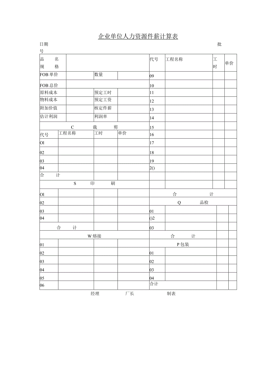 企业单位人力资源件薪计算表.docx_第1页