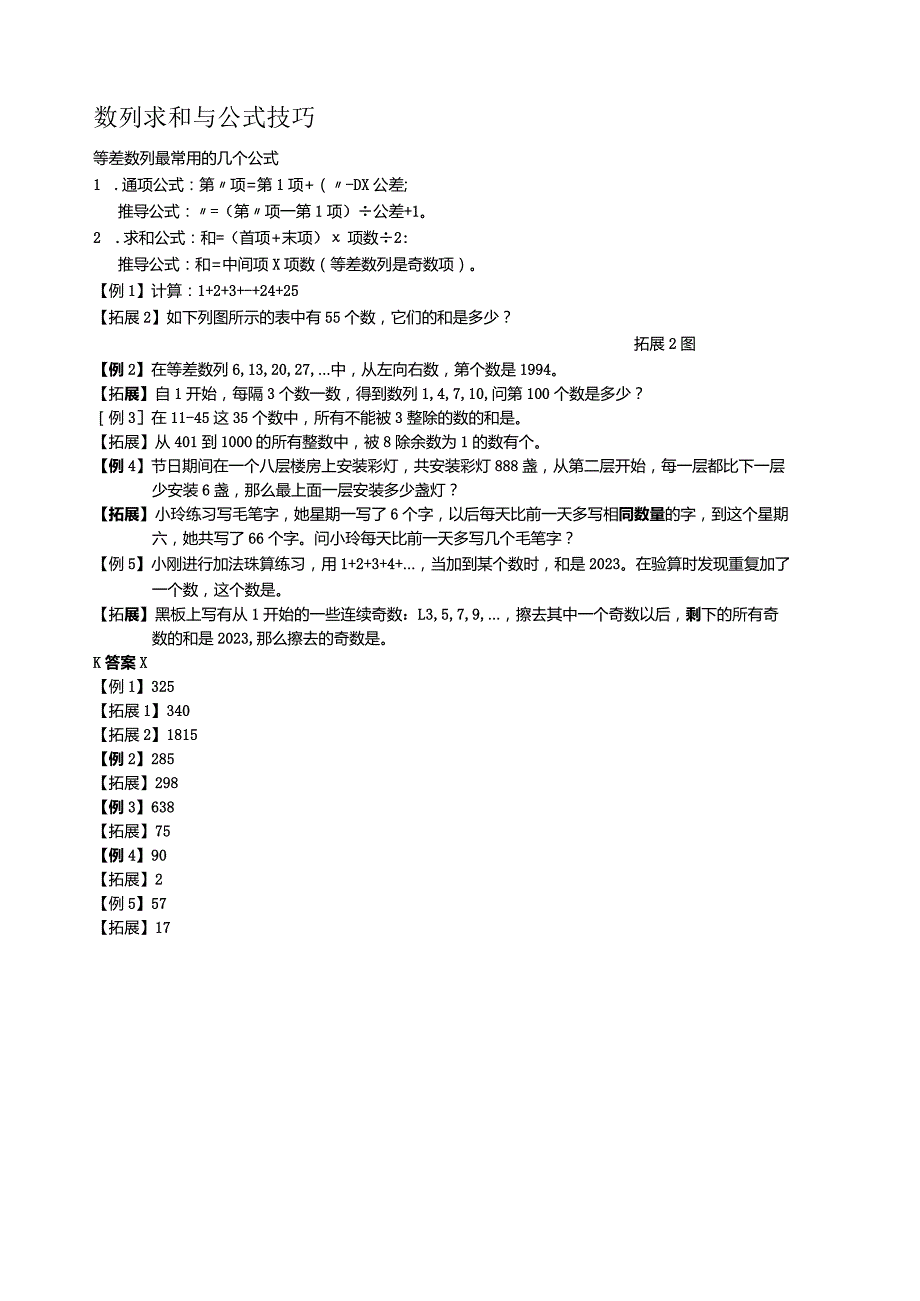 学而思奥数计算专题5-数列求和与公式技巧强化篇.docx_第1页