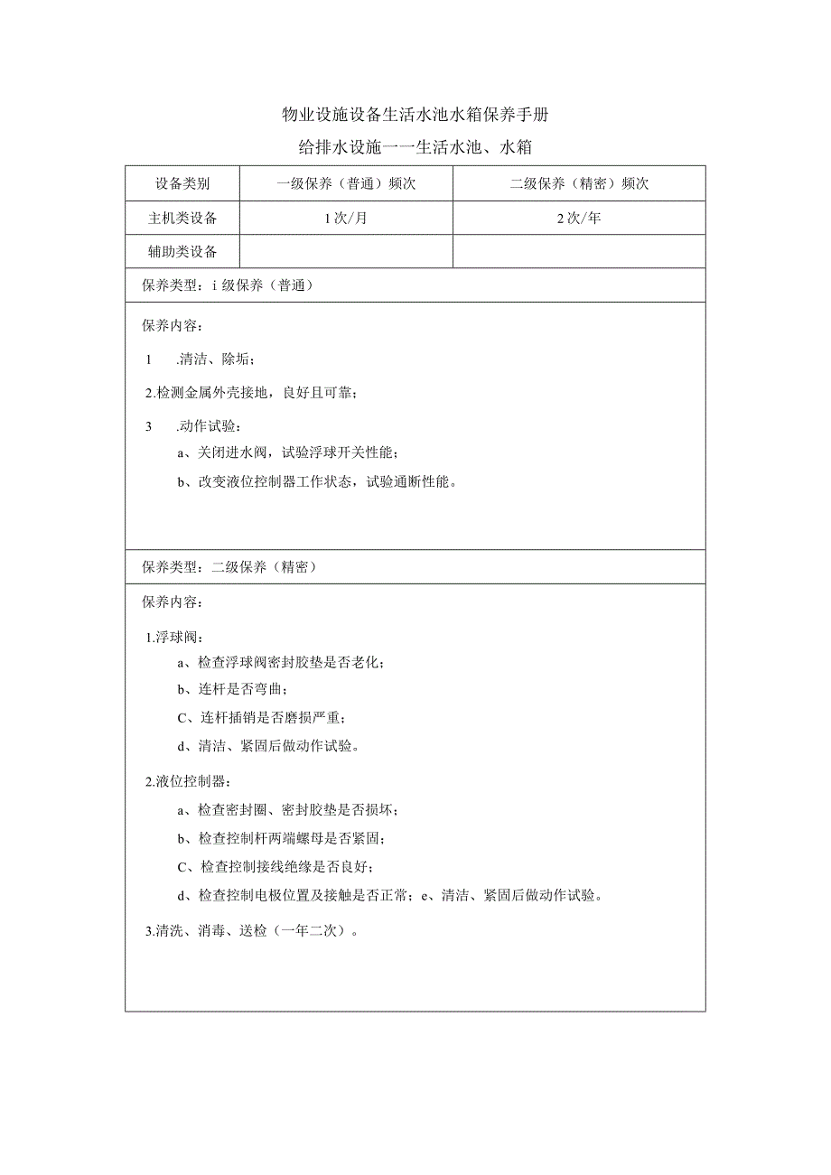 物业设施设备生活水池水箱保养手册.docx_第1页