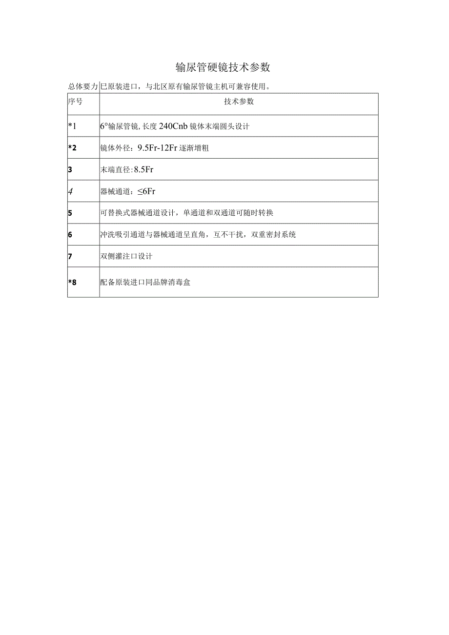 输尿管硬镜技术参数.docx_第1页