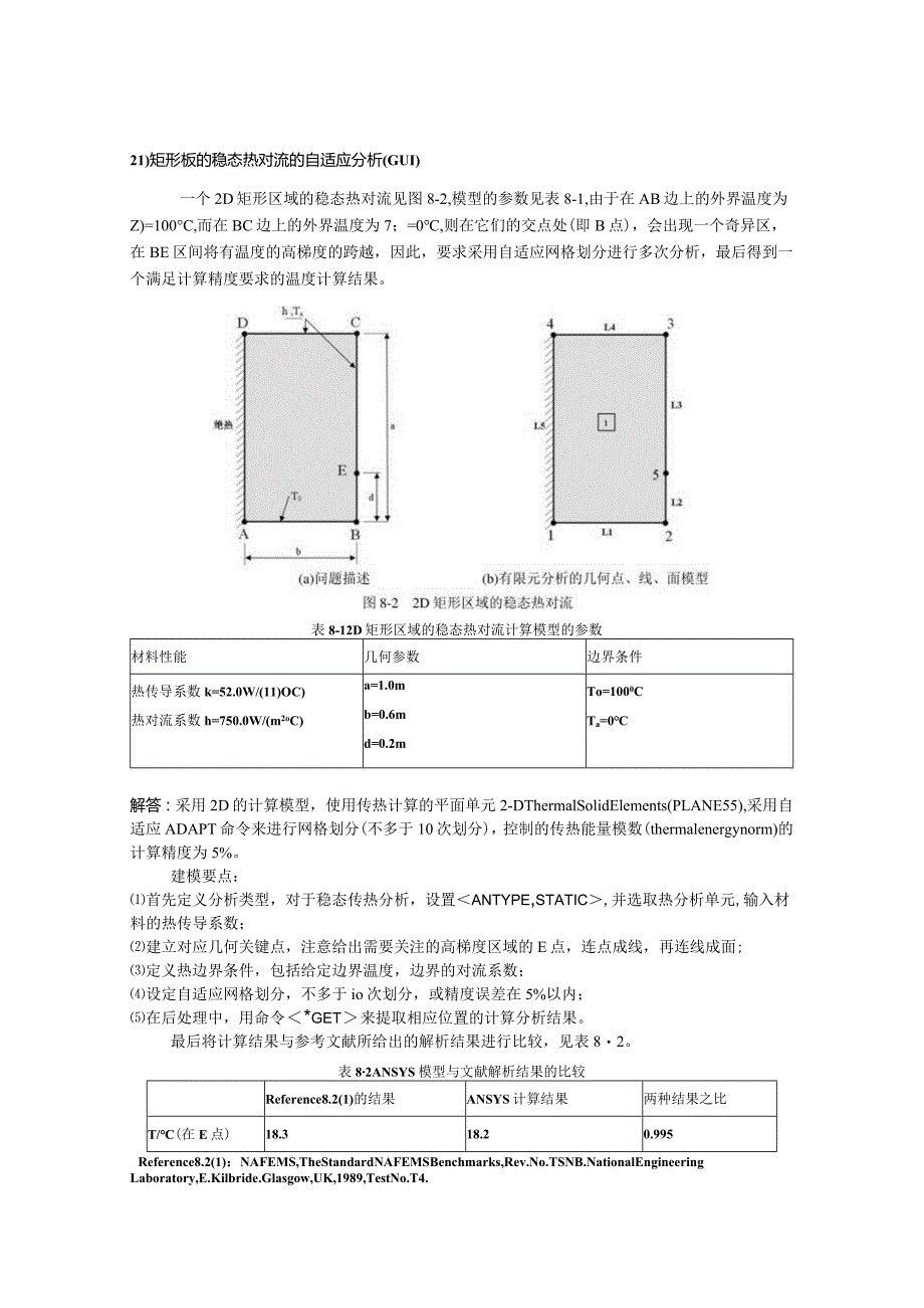 2D矩形板的稳态热对流的自适应分析(GUI).docx_第1页