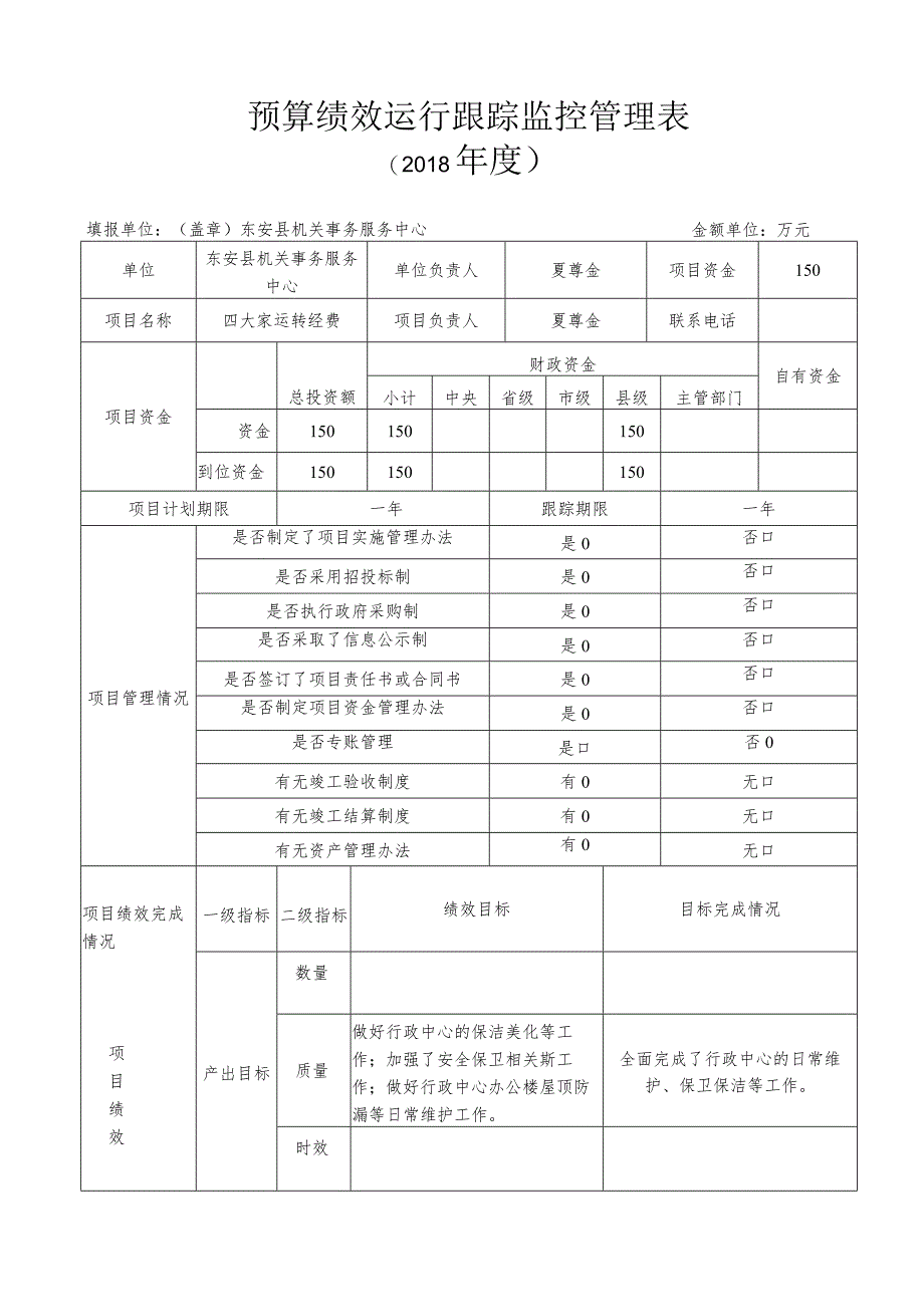 预算绩效运行跟踪监控管理表.docx_第1页