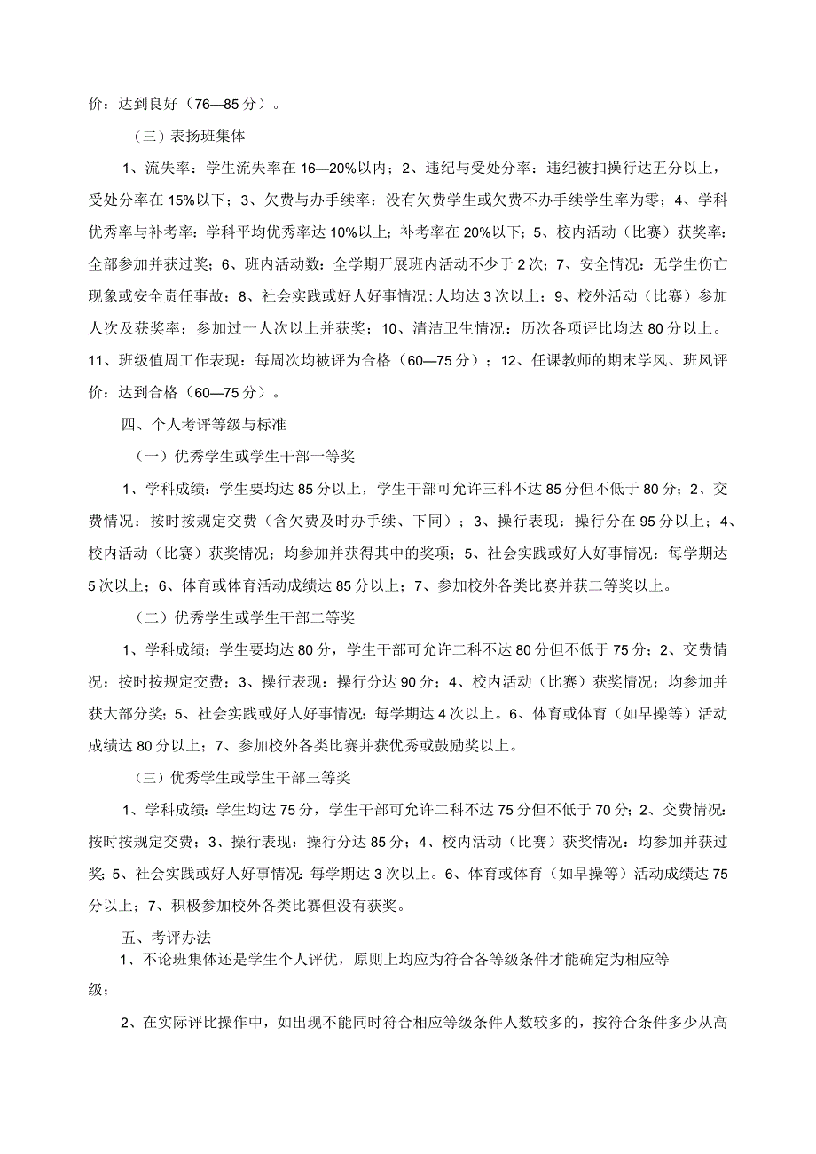 关于班级集体及学生个人学期考评与奖励试行办法.docx_第2页