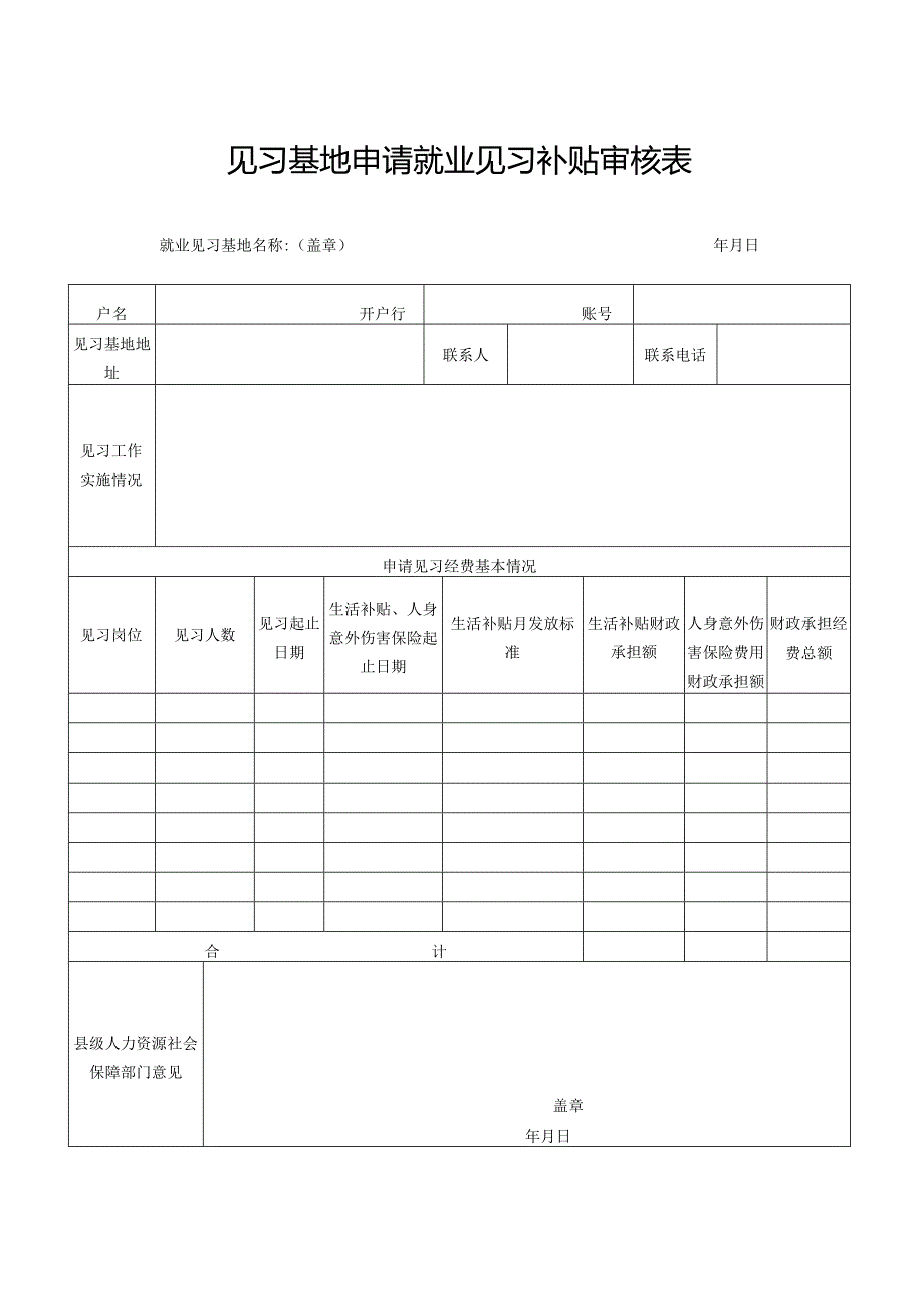 见习基地申请就业见习补贴审核表.docx_第1页