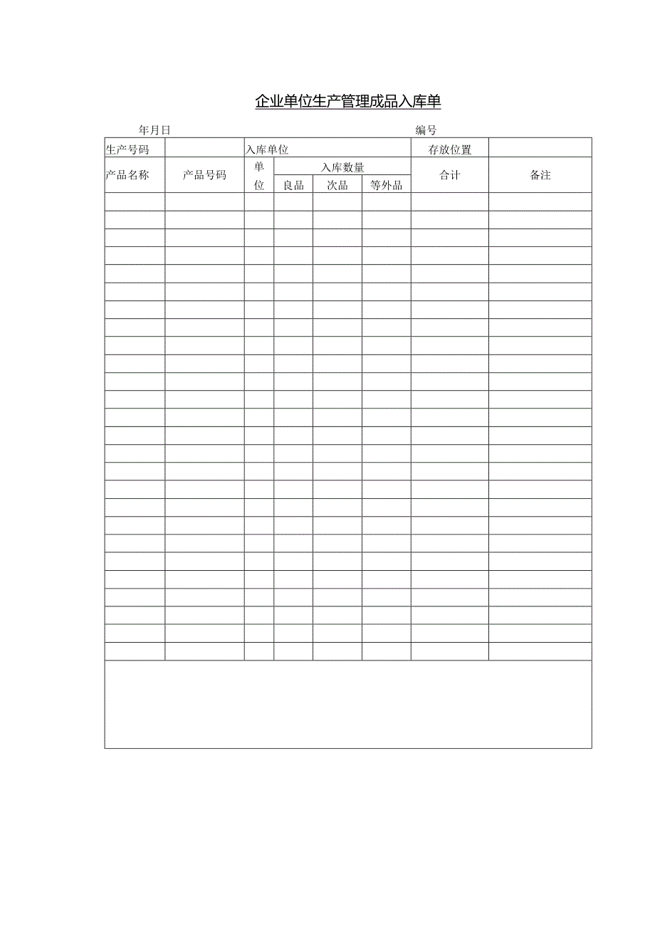 企业单位生产管理成品入库单.docx_第1页