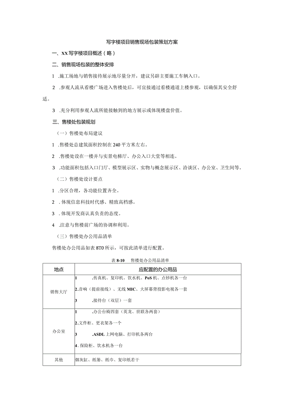 写字楼项目销售现场包装策划方案.docx_第1页