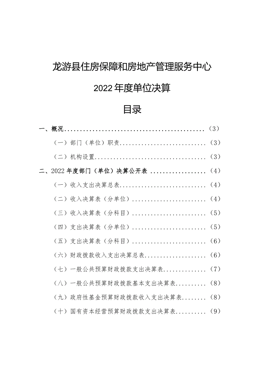 龙游县住房保障和房地产管理服务中心2022年度单位决算目录.docx_第1页