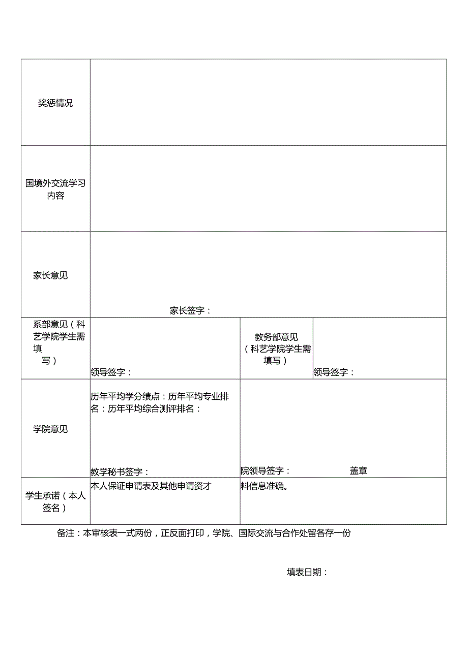 浙江理工大学学生通过校际交流关系赴国境外交流学习审核表本科生.docx_第2页