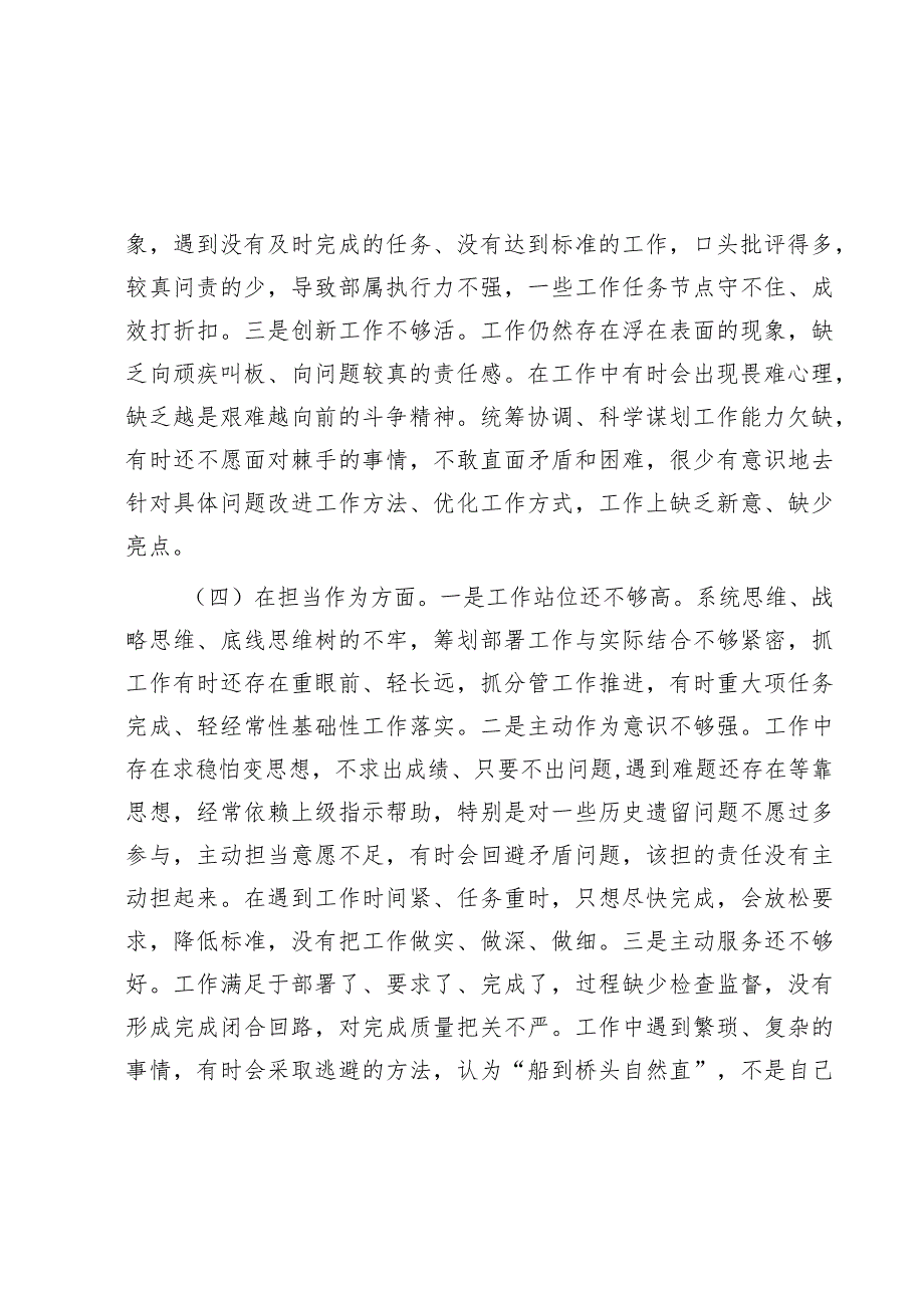 2023年主题教育专题民主生活会领导干部个人对照检查剖析材料.docx_第3页