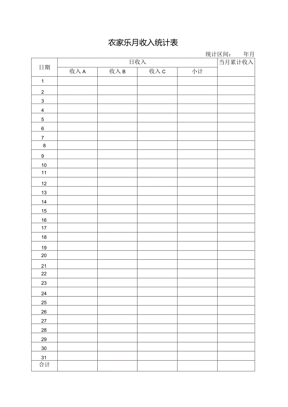 农家乐月、季收入统计表.docx_第1页