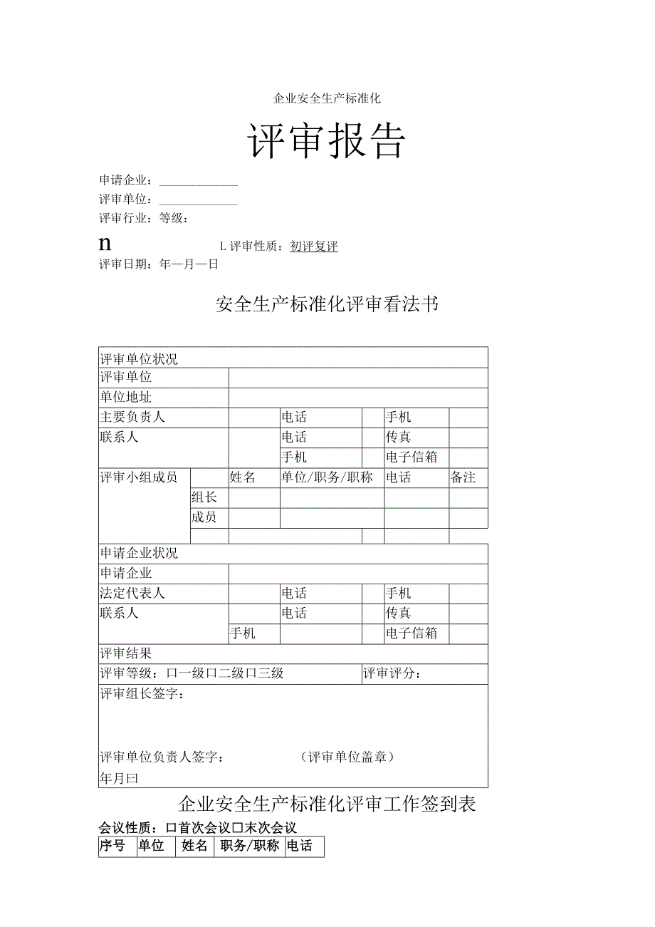 工贸企业三级安全生产标准化评审报告模板(新).docx_第1页