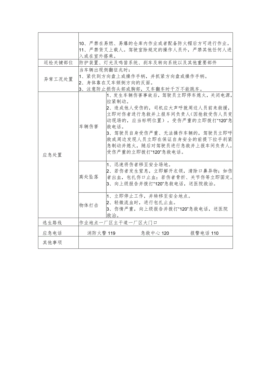 岗位安全生产工艺卡片(叉车岗位).docx_第2页