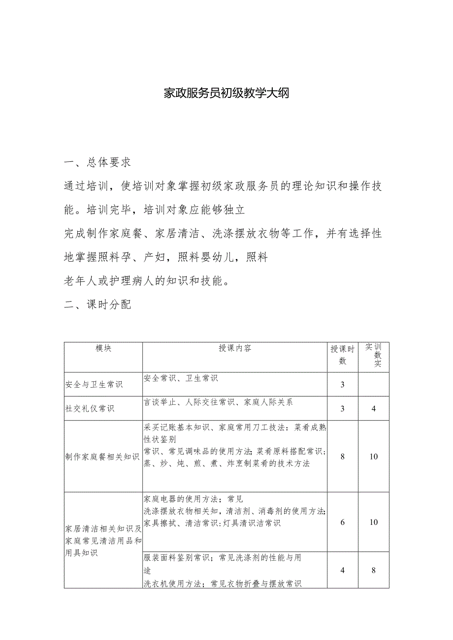 家政服务员初、中、高级教学大纲.docx_第1页