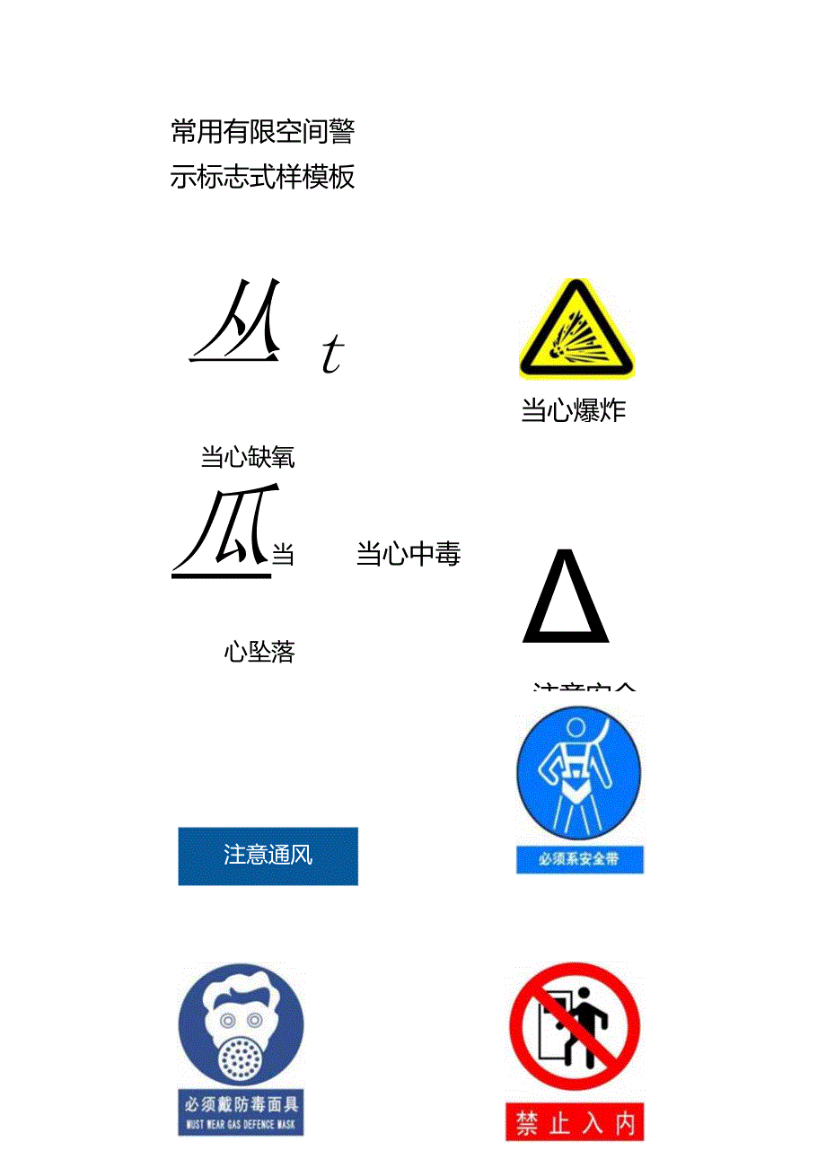 常用有限空间警示标志式样模板.docx_第1页