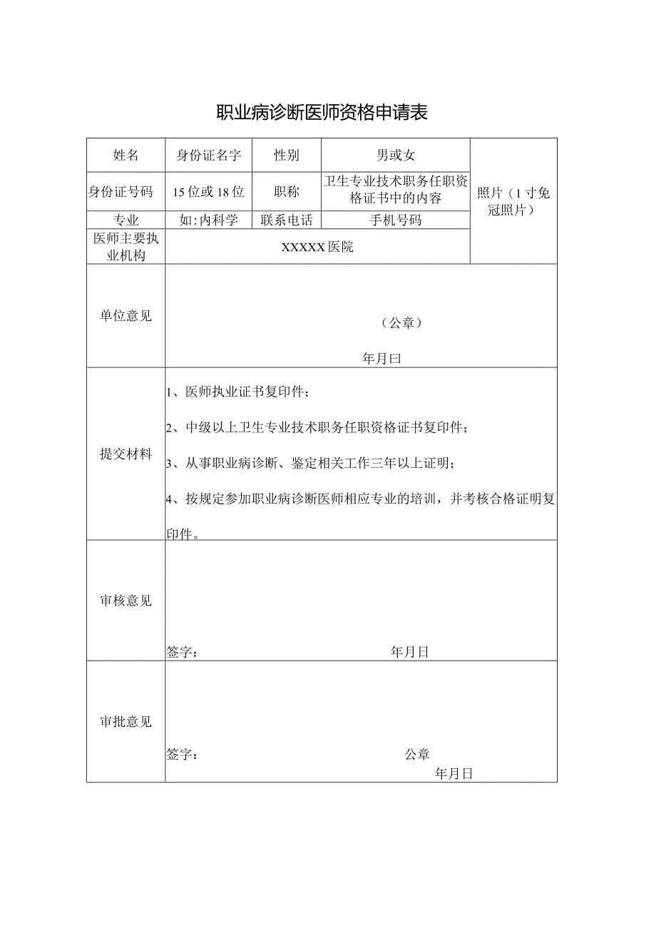 山西省职业病医师样表.docx_第1页