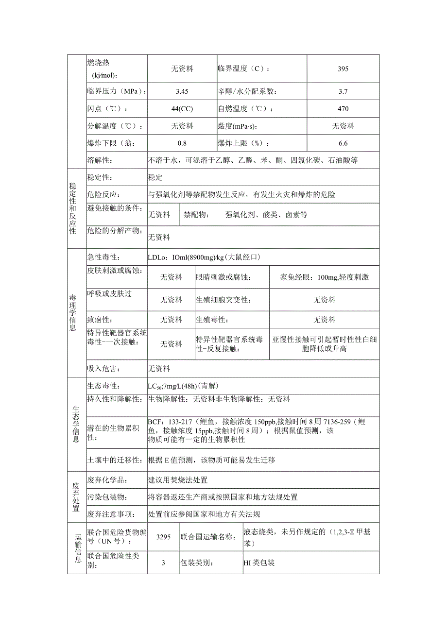 1,2,3-三甲基苯的安全技术说明书.docx_第3页