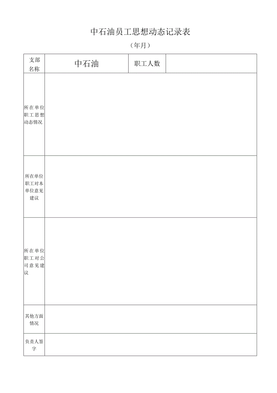 中石油员工思想动态记录表.docx_第1页