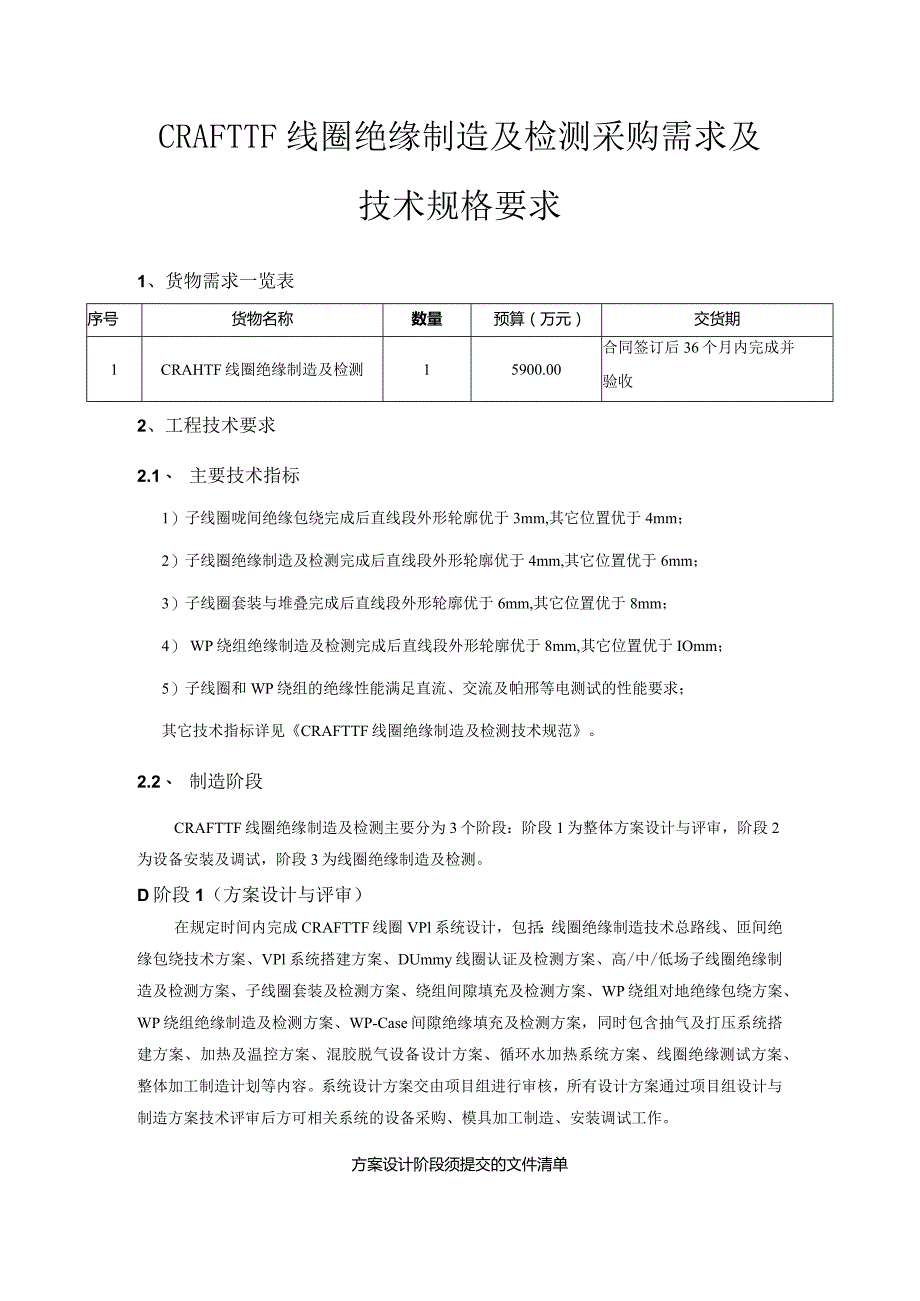 CRAFT TF线圈绝缘制造及检测采购需求及技术规格要求.docx_第1页