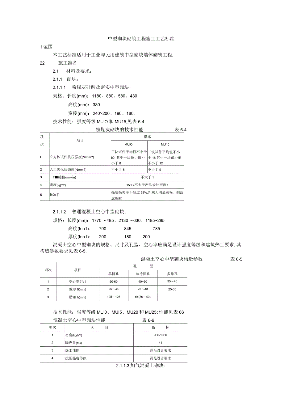 中型砌块砌筑工程施工工艺标准工程文档范本.docx_第1页