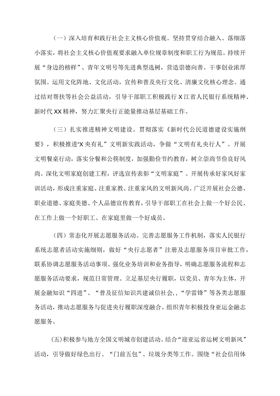 xx市支行2022年文明单位创建工作方案.docx_第2页