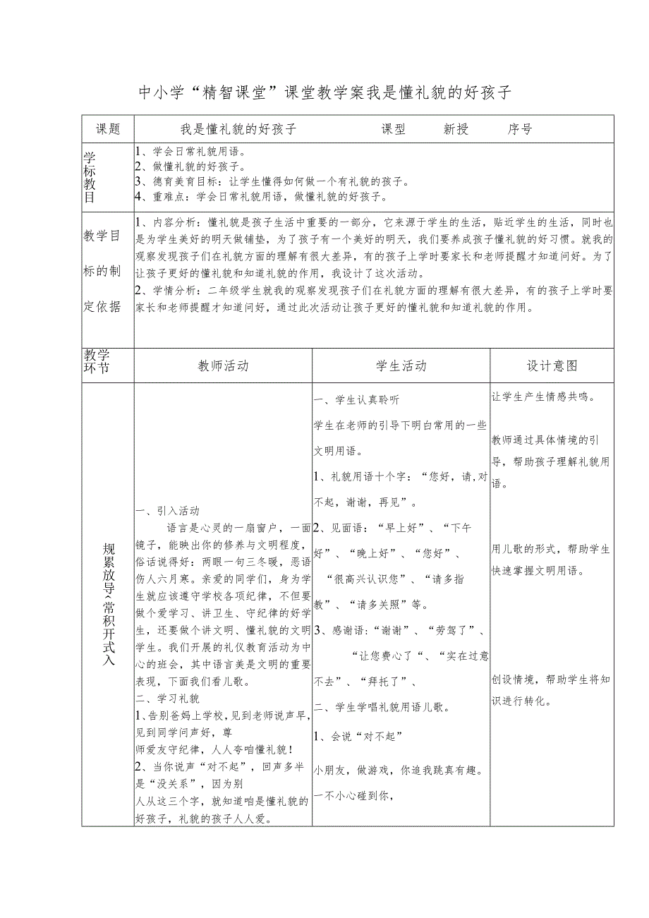 中小学“精智课堂”课堂教学案我是懂礼貌的好孩子.docx_第1页