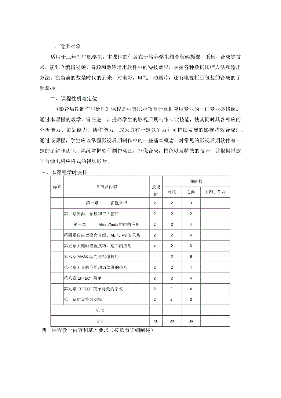 《影音后期制作与处理》课程标准.docx_第2页