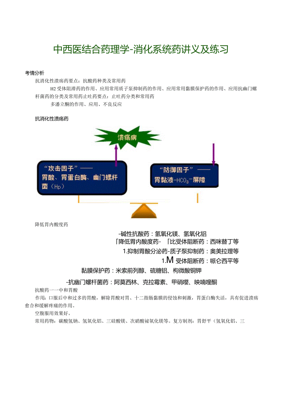 中西医结合药理学-消化系统药讲义及练习.docx_第1页