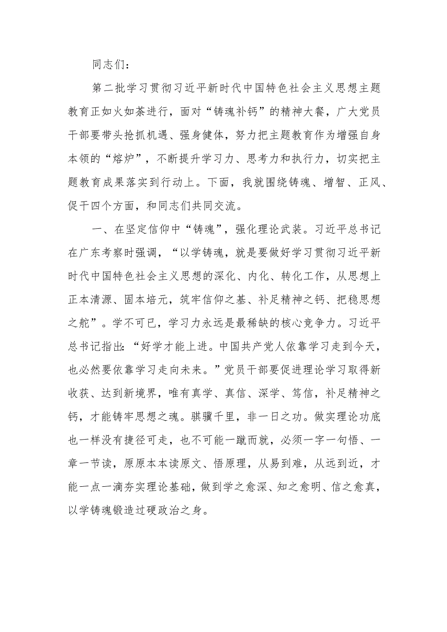 主题教育党课讲稿：铸魂增智勇担使命 正风促干再建新功.docx_第1页