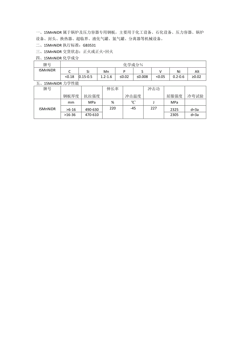 15MnNiDR锅炉容器板冲击性能.docx_第1页