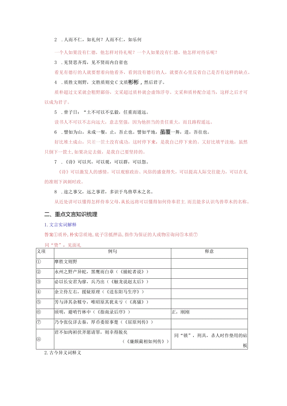 《论语》十二章复习巩固训练.docx_第2页